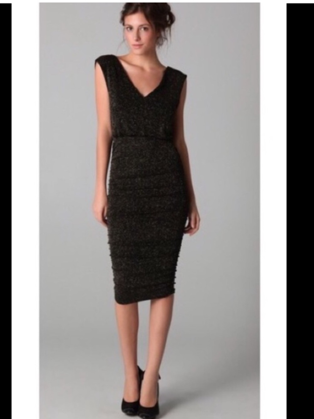 Black/Blue Sleeveless V-Neck Sheath Dress